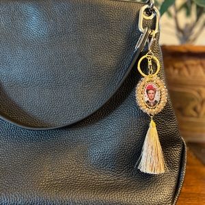 Frida Kahlo Mexican Art keychain charm purse key decor gold ring